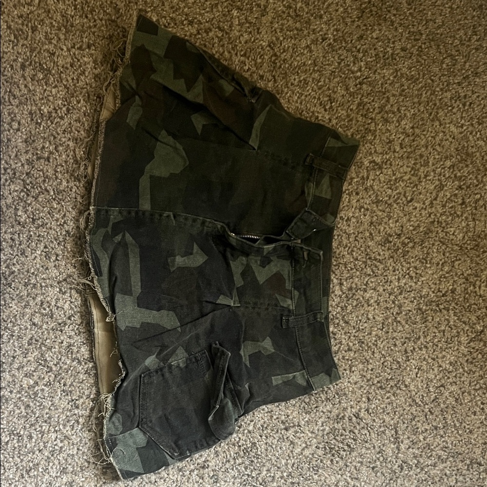 windsor camouflage distressed cargo mini skirt